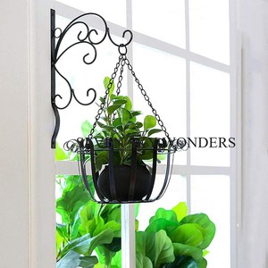 Jardinière suspendue élégante Jardinière suspendue en métal Jardinière suspendue en métal galvanisé Jardin vertical mural Couleur noire - Product Image 6