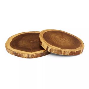 Dessous de verre ronds en tranches de bois non finis avec bord d'écorce naturelle Dessous de verre en tranches d'arbre rustiques pour bricolage, décoration de table - Product Image 2