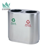 SD-10 106L Airport Mall Bacs de tri des déchets Poubelle de recyclage pour aéroport Poubelle intérieure de recyclage en acier inoxydable Poubelle double