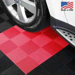 Azulejos de drenaje de garaje rojos hechos en EE. UU. para equipos de estacionamiento Azulejos de calidad premium para garajes y áreas de estacionamiento - Product Image 1