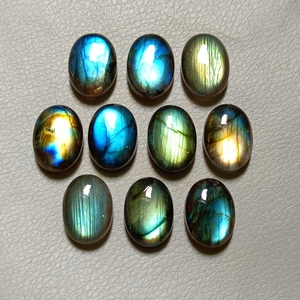 Pierre précieuse cabochon multi-labradorite 100% naturelle. Lot de cabochons ovales en labradorite, lisses et polis, pierres précieuses de qualité supérieure - Product Image 1