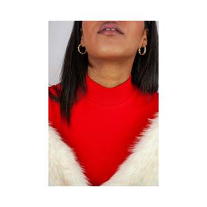 Pendientes de Aro Estilo Trenzado de Alta Calidad al por Mayor, Amarillos, Tres Tubos, 20mm, Chapados en Oro de 18K, Plata de Ley 925 - Product Image 3