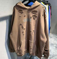 Sweat à capuche vintage délavé tendance à la vente chaude, sans cordon, surdimensionné, en molleton français 100% coton, pour homme, hiver - Product Image 4