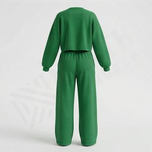 Ventes en gros de survêtements en molleton de coton d'hiver pour femmes, ensembles de 2 pièces, survêtement surdimensionné, épaules tombantes, respirant, ensemble de jogging, vêtements de sport pour la salle de sport - Product Image 2