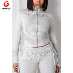 Conjuntos de invierno Conjunto de chándal Cremallera con pantalones acampanados Crop para mujer Ropa de mujer de dos piezas - Product Image 4