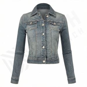 Attractive Men Denim Jacket Regular Sleeves Regular Fit <b>Covered</b> <b>Button</b> Closure Customized Color Winter Look Modern Street Front - Product Image 1