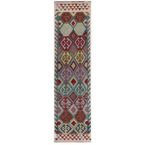 Alfombra Kilim de Maimana, Afganistán, 292 x 78 cm - Product Image 1