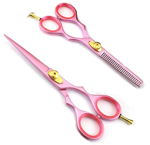 Ensemble de ciseaux professionnels roses pour la coupe des cheveux, lame en acier inoxydable, pointe acérée, pour droitiers, manche long, outils de salon de beauté - Product Image 6