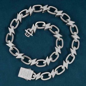 Cadena de Eslabones Cubanos con Diamantes Brillantes Chapados en Oro de Plata Esterlina 925, Estilo Hip Hop, Pasa Prueba de Diamantes, para Hombre - Product Image 4
