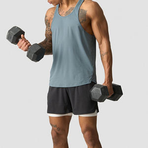 100% coton blanc musculation exercice Gym coupé haut débardeur ourlet incurvé Sublimation entraînement ajustement débardeur pour hommes - Product Image 2