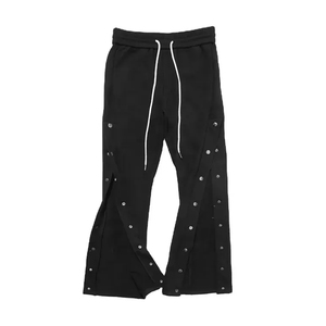 Pantalones de chándal de pierna ancha con logotipo personalizado para mujer personalizables nuevos de alta calidad con botón lateral ropa informal estilo Hip Hop pantalones de chándal para mujer - Product Image 4