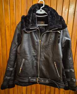 Men's Winter Genuine Leather jacket <b>Sherpa</b> <b>Lined</b> jacket - Product Image 1