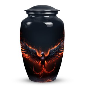 Grande urne funéraire Black Phoenix pour cendres d'adultes, urnes funéraires pour hommes et femmes, urne décorative pour cendres humaines, restes de cendres - Product Image 1