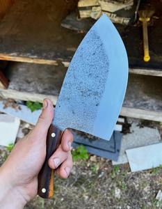 ProfessionalNakiri Meat Cleaver 1095 Acero de alto carbono Cocina Chef Cuchillo Madera Forjado a mano Funda de cuero para rebanar - Product Image 3