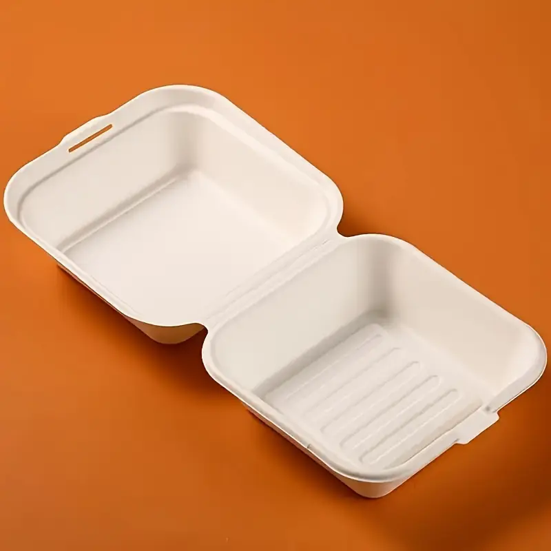 Custom Eco-Friendly Biodegradable Bagasse Wheat Straw Pulp Paper Disposable Lunch Box for Take-Away Food Storage Option
