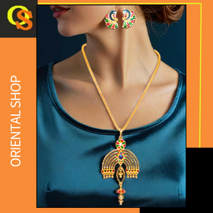 Super Ofertas Collar Pendientes Conjunto con 22K Chapado en Oro Estilo Tradicional Collar Pendientes Conjunto PARA LA Venta por Exportadores Indios - Product Image 2