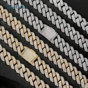 Hot Sale 925 <b>Silver</b> Rose Gold 18MM Moissanite Diamond Cuban Link <b>Chain</b> Fine Jewelry for <b>Men</b> Iced Out Cuban <b>Chains</b> - Product Image 2