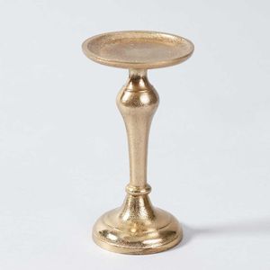 Bougeoir de pilier décoratif antique argenté pour la décoration de la maison Bougeoir fait main en aluminium plaqué argent au design unique - Product Image 3