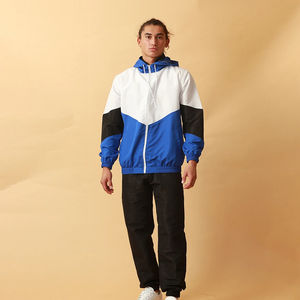 Conjuntos cortavientos OEM a prueba de viento para hombre, chándal cortavientos de nailon y poliéster, chaquetas con cremallera, conjunto de dos piezas - Product Image 2