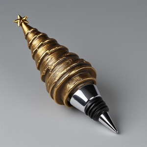 Tapón de Botella de Vino de Metal Duradero con Calidad de Reliquia, Diseño Personalizable con Geometría Inspirada en el Art Deco, Patina Enriquecida - Product Image 1