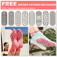 Chaussettes de yoga en coton pour femmes, personnalisées, antidérapantes, mi-mollet, pour Pilates et fitness, avec grip