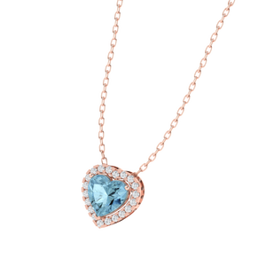 Cadena Chapada en Oro de 11 mm con Aguamarina en Forma de Corazón y Colgante de 20 Circonitas Cúbicas, Joyería Fina de Plata de Ley - Product Image 5