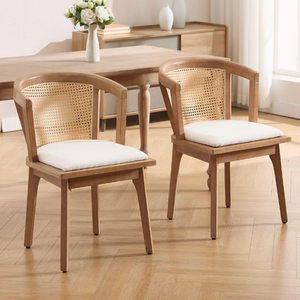 Modern Classic Teak <b>Dining</b> <b>Chair</b> with Cane Backrest and Padded Seat Eco-Friendly for Home & Apartment <b>Dining</b> <b>Rooms</b> & Cafes - Product Image 5