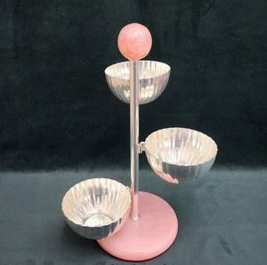 ชามเสิร์ฟทองเหลืองพร้อมฐานสำหรับบ้านโรงแรมร้านอาหารบนโต๊ะอาหารถ้วยช็อคโกแลตสีเงินและสีชมพู - Product Image 2