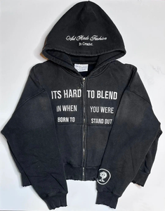 Logotipo personalizado, mezcla de algodón y poliéster de alta calidad, Sudadera con capucha con cremallera personalizada bordada y resistente - Product Image 2