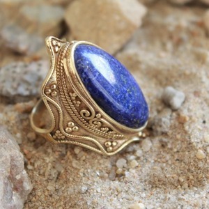 Men's <b>Lapis</b> <b>Lazuli</b> Signet <b>Ring</b> 18K Gold & Silver Fine Jewelry With Gemstones for Gifts - Product Image 2