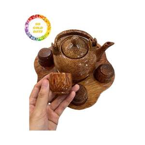 กาน้ำชาไม้มะพร้าวทำมือดีไซน์ไม่ซ้ำใครทนทานเป็นมิตรกับสิ่งแวดล้อมสำหรับผู้รักชาและของตกแต่งบ้าน - Product Image 5