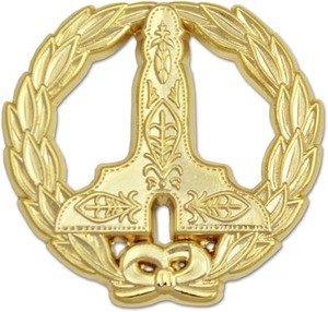 <b>Wreathed</b> Senior Warden Level Masonic Lapel Pin - [Gold][1 1/4'' Diameter] <b>Metal</b> type Alloy Clasp type Butterfly - Product Image 4