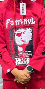 เสื้อมีฮู้ดซักได้สำหรับผู้ชายขนาดใหญ่พิเศษกางเกงขาบานปักลาย3D แบบสตรีทแวร์สีพื้นแบบกำหนดเอง - Product Image 2