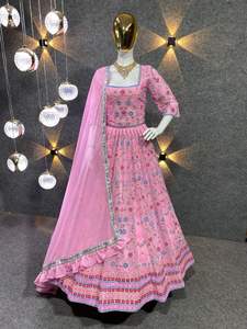Lehenga de Diseñador Indio Listo para Usar, con Bordado de Lentejuelas en Georgette y Dupatta, para Bodas, Fiestas, Estilo Bollywood para Mujer - Product Image 4