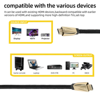 Câble tressé haute vitesse 8K 60Hz HD 48 Gbps en PVC pour moniteur, projecteur, ordinateur portable, téléviseur, PS4