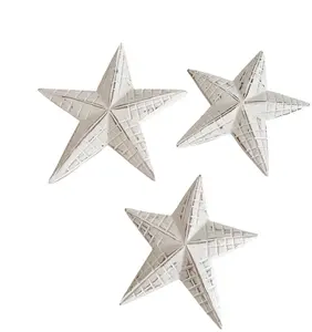 Wholesaler Cheap Rustic Handmade Star fish set of 3 Handcrafted carved timber starfish with hooks for hanging on a wall.