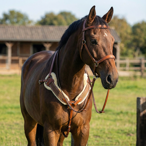 Pechera de Cuero para Caballo con Insertos Elásticos de Piel Sintética, Acolchado Suave, Arnés Equino Ajustable para Montar (Personalizable) - Product Image 2