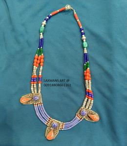 Nouveau collier mala perlé en pierre tibétaine collier design tibétain à la mode de l'Inde collier tibétain de mode perlé en gros - Product Image 1