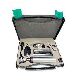 Set diagnostik ENT Universal, Set otoskop profesional, Set otoskop kuningan, Kit diagnostik medis ENT LED / CE ISO