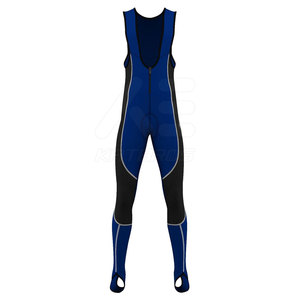 Pantalones de Ciclismo con Tirantes para Hombre, Color Azul y Negro, con Bloques de Color, Transpirables, Ajustados, Largos, Material de Spandex y Nailon - Product Image 5