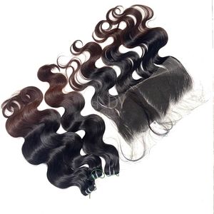 Paquetes de color de punta ondulada de cuerpo de cabello crudo de alta calidad con frontal y paquetes para hacer pelucas - Product Image 3