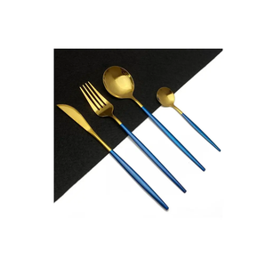 Cuchara negra de acero espejado Cubiertos Cuchillo de cena 304 Juego de cubiertos con mango negro color dorado productos de alta calidad - Product Image 6