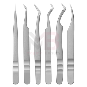 Ensemble de pinces à extensions de cils en acier inoxydable 100% satiné, tendance, meilleure prise en main avec pointe en fibre pointue - Product Image 4