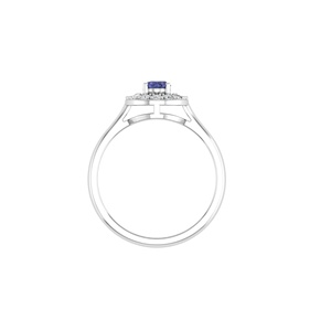 Anello con Tanzanite Naturale Ovale 5x4 e Halo di Topazio Bianco, Gioiello di Alta Qualità - Product Image 1