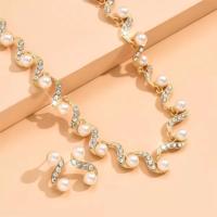 Accessoires de Robe de Mariée, Collier de Perles en Forme de Vague, Boucles d'Oreilles, Parure de Bijoux à la Mode, Vente en Gros pour Femmes