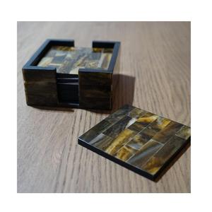 Sous-verres de table en corne de buffle naturelle, faits à la main, accessoires rustiques pour boissons, haute qualité - Product Image 1