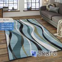 Tapis en flanelle de polyester imprimé abstrait moderne Shufu, antidérapant, anti-allergique, lavable en machine, fabriqué à la machine, moyen