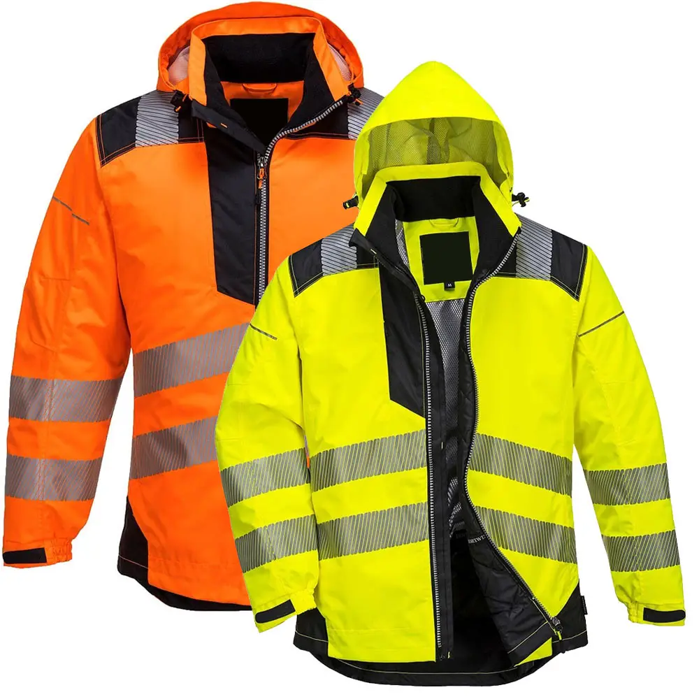 Chaqueta de seguridad impermeable para el trabajo, ropa de manga larga de alta visibilidad, reflectante, para exteriores