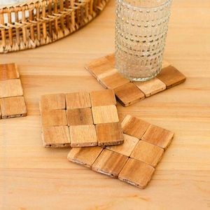 Modern Wooden Coaster Set For Office Desks Offering <b>Moisture</b> Protection And Premium Craftsmanship - Product Image 4