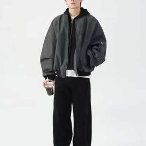 Double_zip_hooded_leather_jacket_autumn winter_functional_wind_pocket - Product Image 5